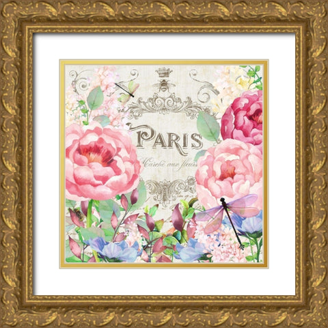 Paris Flower Market I Gold Ornate Wood Framed Art Print with Double Matting by Lavoie, Tina