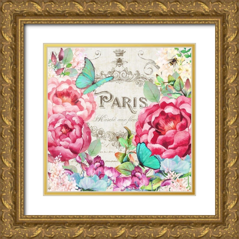 Paris Flower Market II Gold Ornate Wood Framed Art Print with Double Matting by Lavoie, Tina