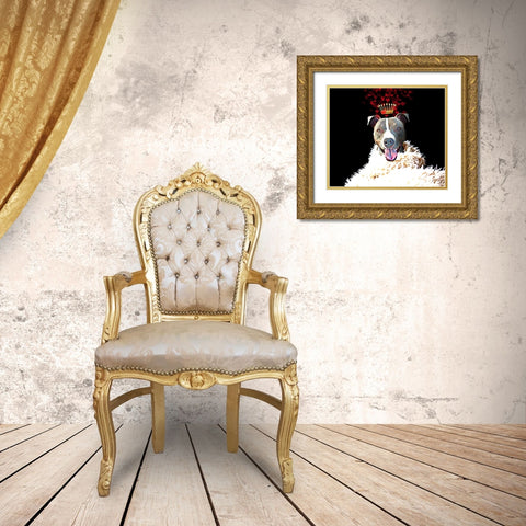 Royal Love Pup - Pit Bull Terrier Gold Ornate Wood Framed Art Print with Double Matting by Lavoie, Tina