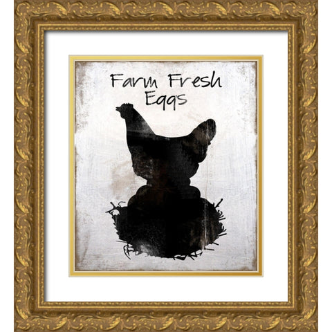 Farm Fresh Eggs Gold Ornate Wood Framed Art Print with Double Matting by Lavoie, Tina