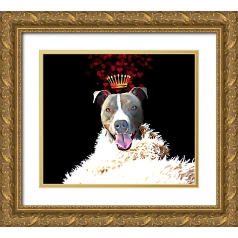 Royal Love Pup - Pit Bull Terrier Gold Ornate Wood Framed Art Print with Double Matting by Lavoie, Tina