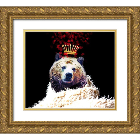 Royal Love Grizzly Bear Gold Ornate Wood Framed Art Print with Double Matting by Lavoie, Tina
