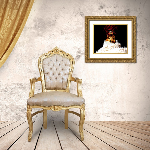 Royal Love Pup - Sheltie Gold Ornate Wood Framed Art Print with Double Matting by Lavoie, Tina