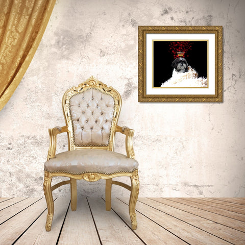 Royal Love Pup - Shi Tzu Gold Ornate Wood Framed Art Print with Double Matting by Lavoie, Tina