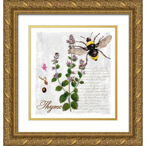 Botanical Garden Thyme Herb Gold Ornate Wood Framed Art Print with Double Matting by Lavoie, Tina