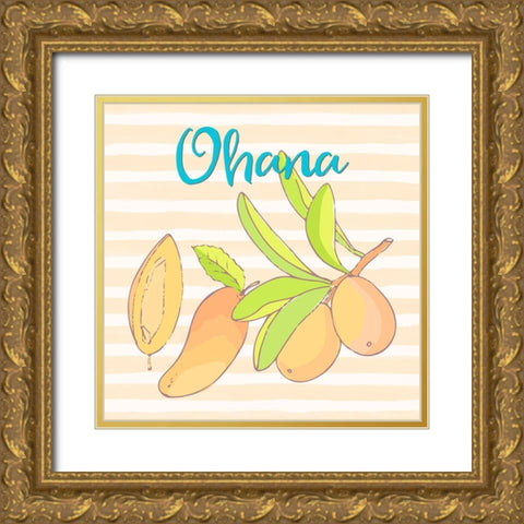 Mango Ohana Gold Ornate Wood Framed Art Print with Double Matting by Lavoie, Tina