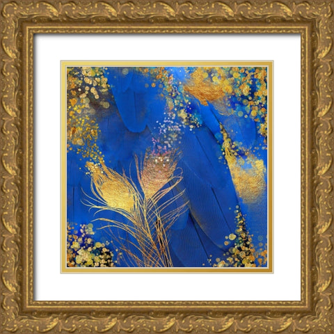 Floral Feathers Gold Ornate Wood Framed Art Print with Double Matting by Lavoie, Tina