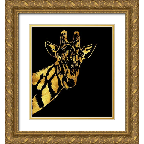 Golden Giraffe Gold Ornate Wood Framed Art Print with Double Matting by Lavoie, Tina