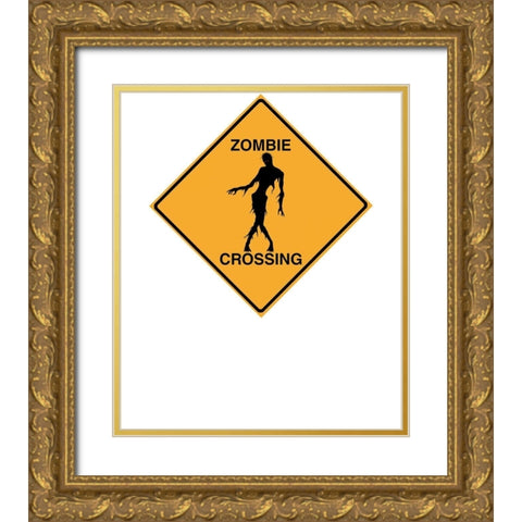 Zombie Crossing Tee Gold Ornate Wood Framed Art Print with Double Matting by Lavoie, Tina