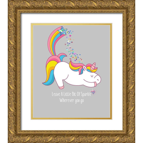 Leave A Little Bit Of Sparkle Tee Gold Ornate Wood Framed Art Print with Double Matting by Lavoie, Tina