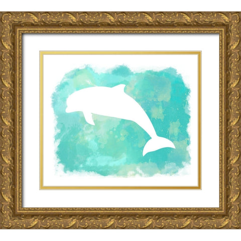 Heart of the Sea Dolphin Gold Ornate Wood Framed Art Print with Double Matting by Lavoie, Tina