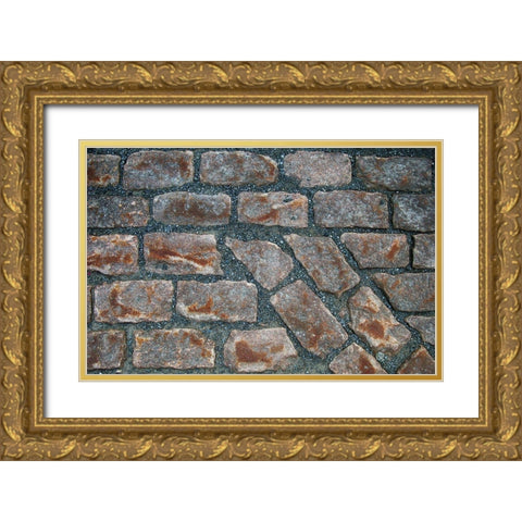 Old Montreal Cobblestones 01 Gold Ornate Wood Framed Art Print with Double Matting by Lavoie, Tina
