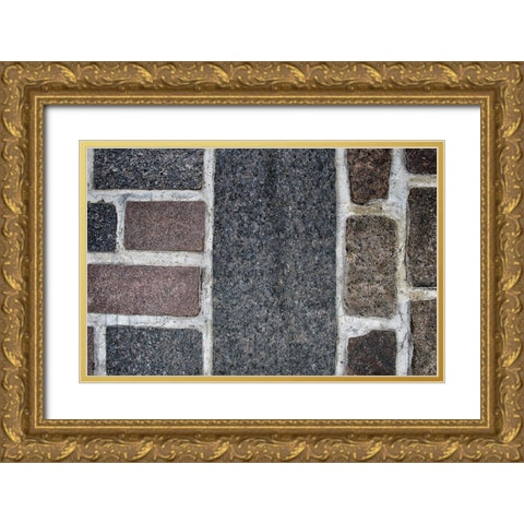 Old Montreal Cobblestone Walk 01 Gold Ornate Wood Framed Art Print with Double Matting by Lavoie, Tina