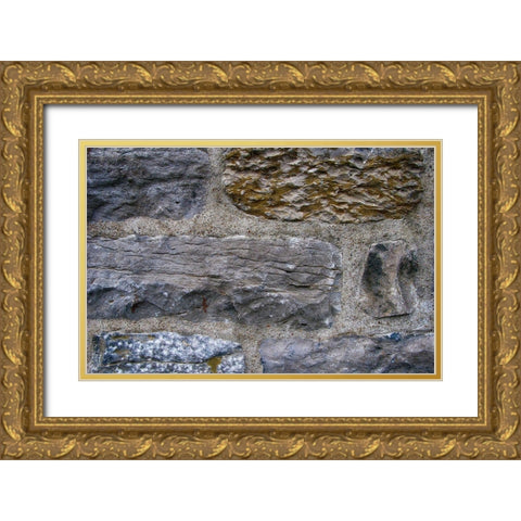 Old Montreal Ancient Wall Gold Ornate Wood Framed Art Print with Double Matting by Lavoie, Tina