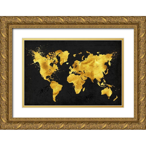 24 Karat World in Black Gold Ornate Wood Framed Art Print with Double Matting by Lavoie, Tina