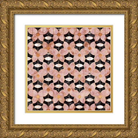 Art Deco Flowers Pattern Gold Ornate Wood Framed Art Print with Double Matting by Lavoie, Tina