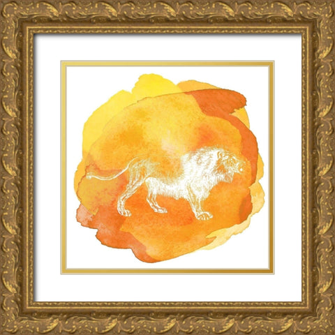 Color Spot Safari Animals Lion Gold Ornate Wood Framed Art Print with Double Matting by Lavoie, Tina
