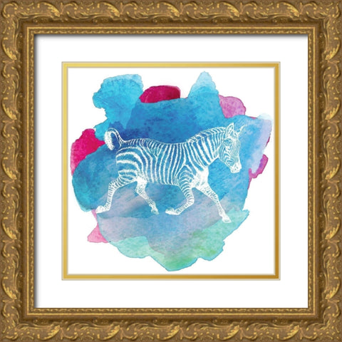 Color Spot Safari Animals Zebra Gold Ornate Wood Framed Art Print with Double Matting by Lavoie, Tina