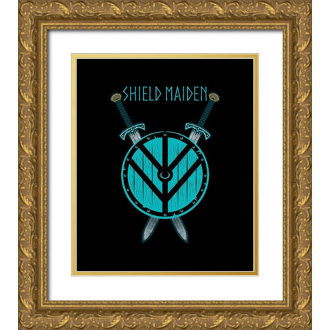 Shield Maiden Gold Ornate Wood Framed Art Print with Double Matting by Lavoie, Tina