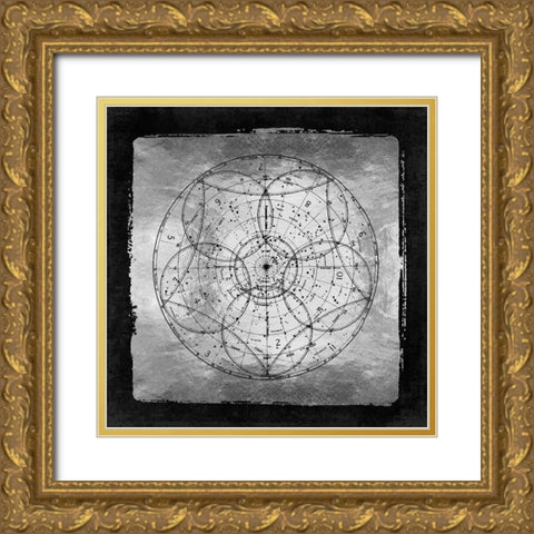 Silver Vintage Star Chart Sky Map 1880 Gold Ornate Wood Framed Art Print with Double Matting by Lavoie, Tina