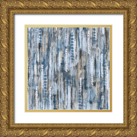 Boho Tie Dye Cool Water pattern Gold Ornate Wood Framed Art Print with Double Matting by Lavoie, Tina