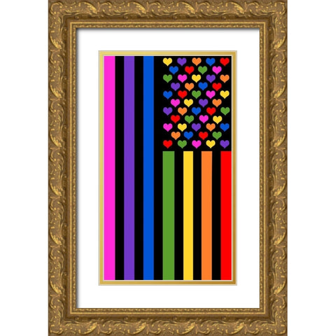 Pride Flag Gold Ornate Wood Framed Art Print with Double Matting by Lavoie, Tina
