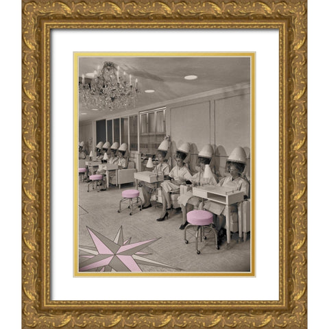 Beauty Day-Vintage Hair Salon Gold Ornate Wood Framed Art Print with Double Matting by Lavoie, Tina