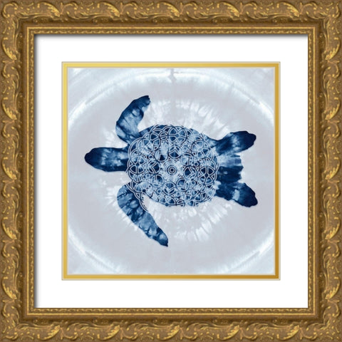Loggerhead Sea Turtle Mandala Gold Ornate Wood Framed Art Print with Double Matting by Lavoie, Tina
