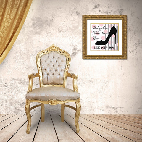 Rocking Stilettos Like A Boss Gold Ornate Wood Framed Art Print with Double Matting by Lavoie, Tina