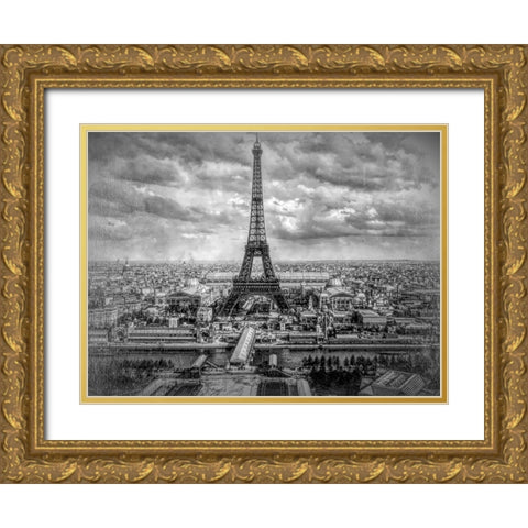 exposition Universelle and eiffel tower Paris Gold Ornate Wood Framed Art Print with Double Matting by Lavoie, Tina