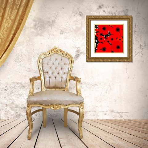 Poppies In Flight Gold Ornate Wood Framed Art Print with Double Matting by Lavoie, Tina