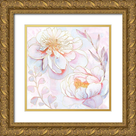 Maisies Peonies Gold Ornate Wood Framed Art Print with Double Matting by Lavoie, Tina