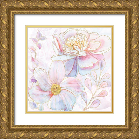 Maisies Peonies II Gold Ornate Wood Framed Art Print with Double Matting by Lavoie, Tina