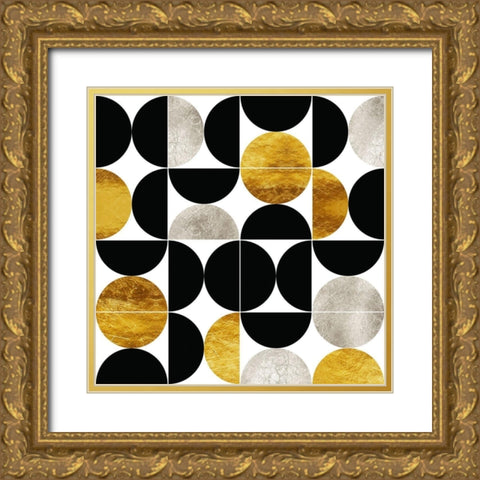 Modern Abstract Geometric Gold Ornate Wood Framed Art Print with Double Matting by Lavoie, Tina