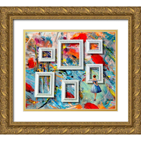 Evelyns Gaze Gold Ornate Wood Framed Art Print with Double Matting by Mitchell, Tina