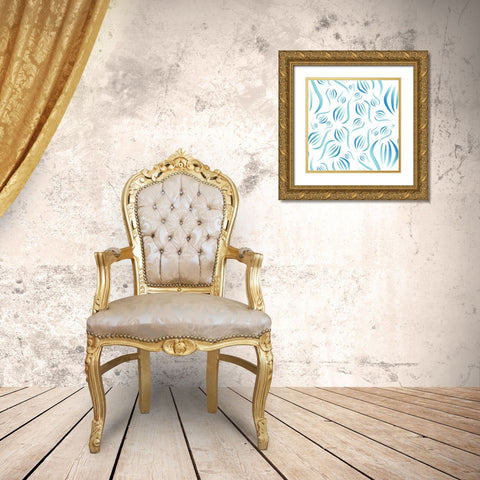Leaf Abstract Pattern White Gold Ornate Wood Framed Art Print with Double Matting by Mitchell, Tina