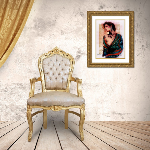 Evening Gold Ornate Wood Framed Art Print with Double Matting by TMBorenstein