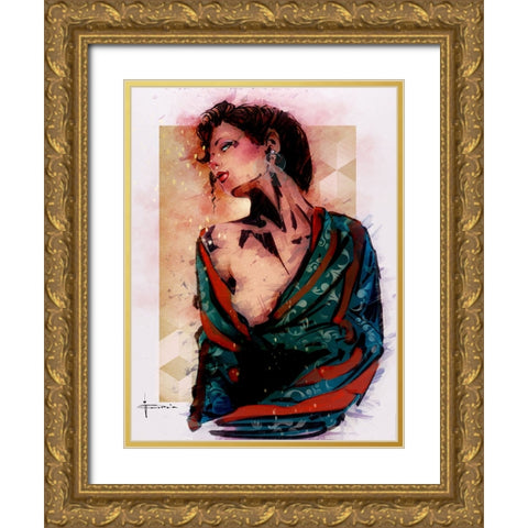 Evening Gold Ornate Wood Framed Art Print with Double Matting by TMBorenstein