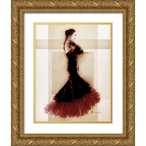 Masquerade Gold Ornate Wood Framed Art Print with Double Matting by TMBorenstein