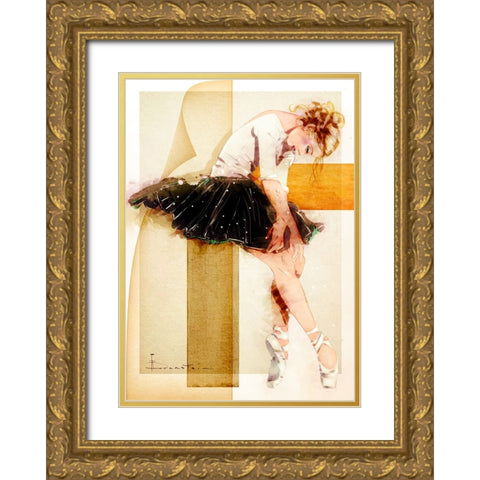 Tired Dancer Gold Ornate Wood Framed Art Print with Double Matting by TMBorenstein