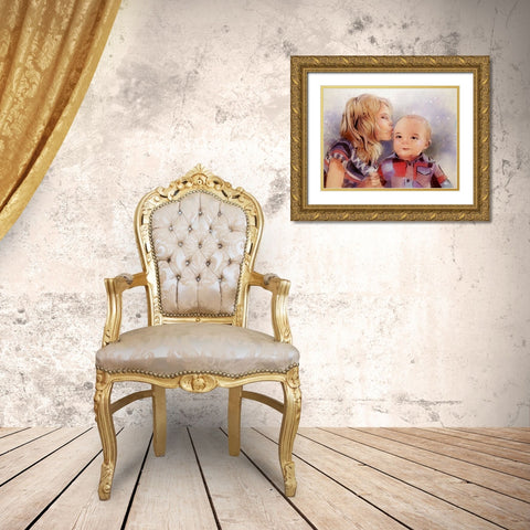 Holiday Portrait Gold Ornate Wood Framed Art Print with Double Matting by TMBorenstein