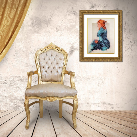 Blueberry Gold Ornate Wood Framed Art Print with Double Matting by TMBorenstein