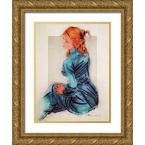 Blueberry Gold Ornate Wood Framed Art Print with Double Matting by TMBorenstein