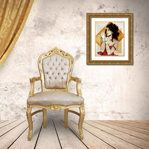 Encore Gold Ornate Wood Framed Art Print with Double Matting by TMBorenstein