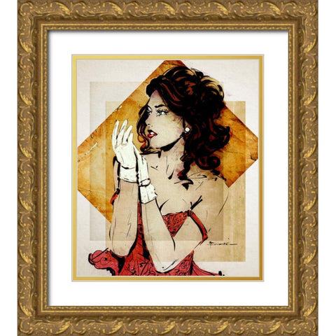 Encore Gold Ornate Wood Framed Art Print with Double Matting by TMBorenstein