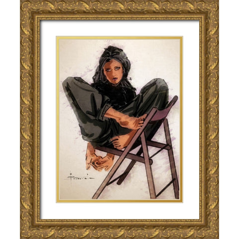 Just Relax Gold Ornate Wood Framed Art Print with Double Matting by TMBorenstein