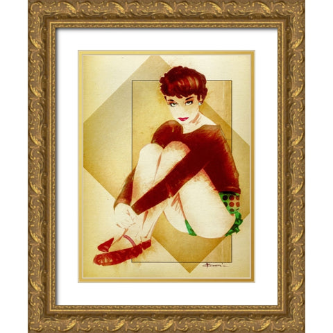 Pixie Gold Ornate Wood Framed Art Print with Double Matting by TMBorenstein