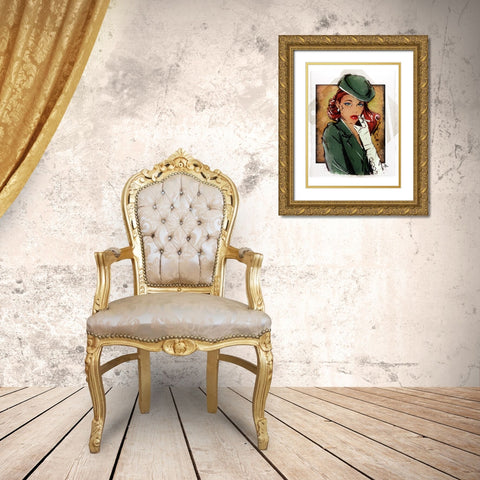 Olive Gold Ornate Wood Framed Art Print with Double Matting by TMBorenstein