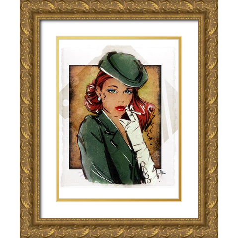 Olive Gold Ornate Wood Framed Art Print with Double Matting by TMBorenstein