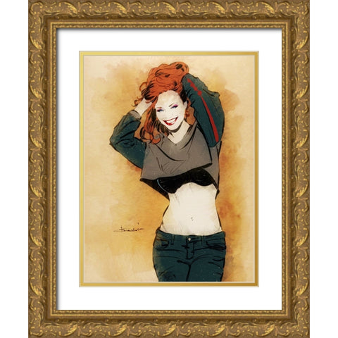 Summer Fun Gold Ornate Wood Framed Art Print with Double Matting by TMBorenstein